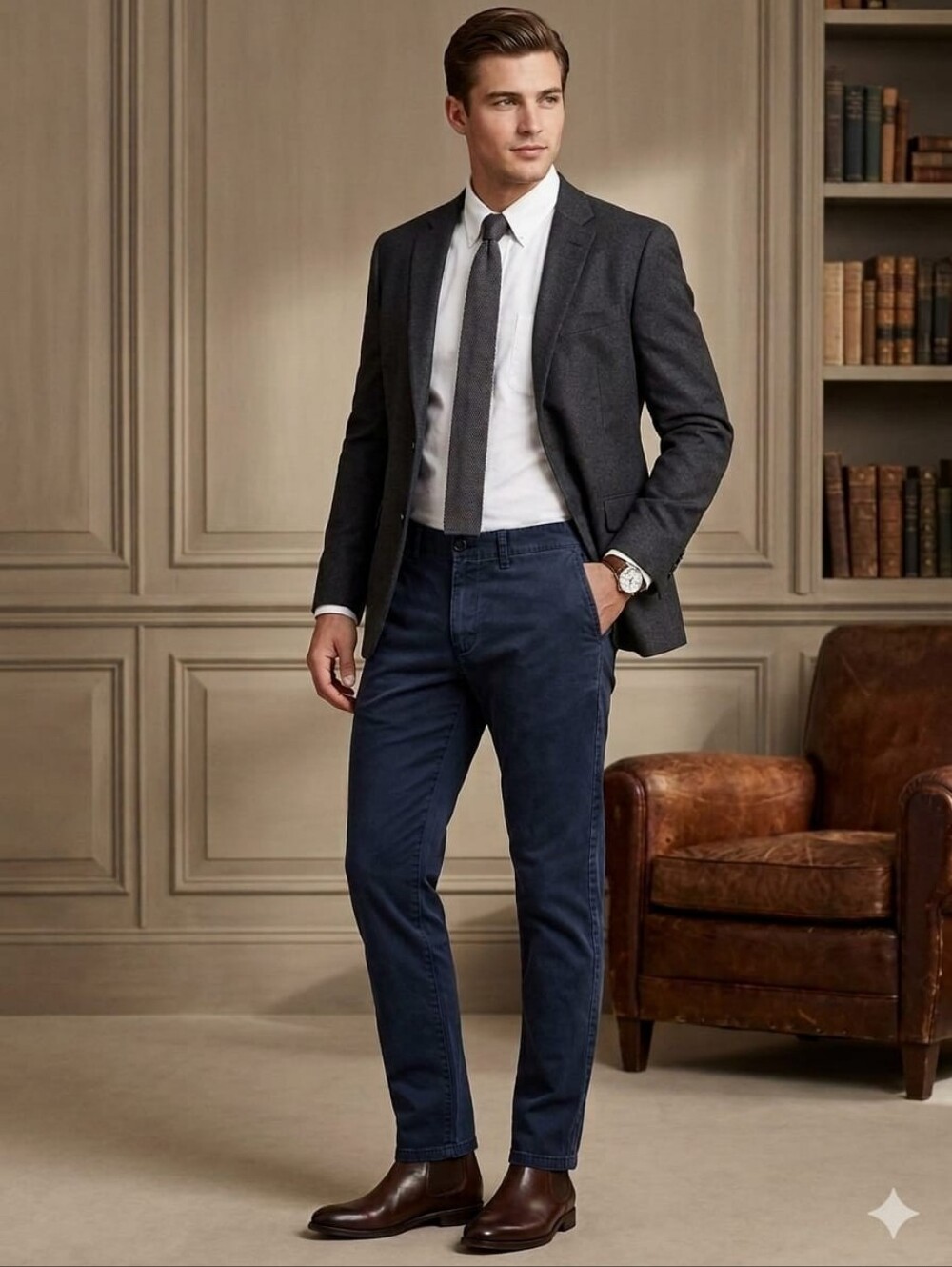 Calvin Klein Men’s Dark Blue Slim Chinos